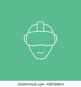 Virtual Reality Headset Icon On Green Background