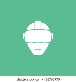 Virtual Reality Headset Icon On Green Background