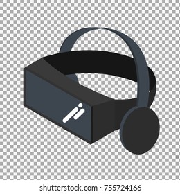 Virtual reality headset icon on transparent background. VR  headset.  - stock vector