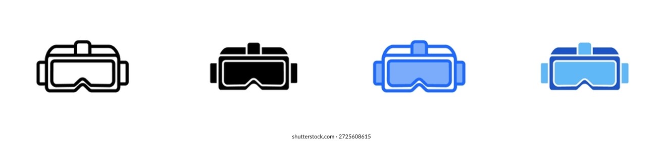Conjunto de ícones de headset de realidade virtual Coleção de estilos múltiplos

