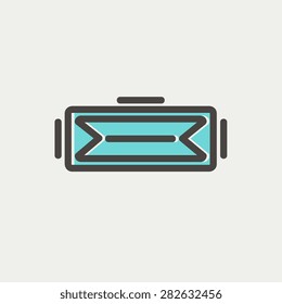 Virtual reality headset icon thin line for web and mobile, modern minimalistic flat design. Vector icon with dark grey outline and offset colour on light grey background.