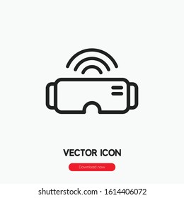 Virtual reality headset icon vector. VR game symbol. Linear style sign for mobile concept and web design. VR headset symbol illustration. Pixel vector graphics - Vector.
