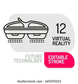 virtual reality headset icon. VR glasses line icon. Future technology device. vector illustration