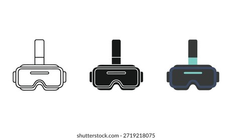 Ícones de headset de realidade virtual em estilos diferentes