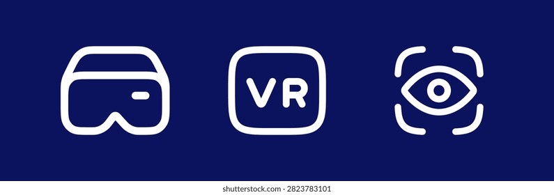 Virtual reality headset icons illustrating immersive entertainment technology and digital user experience devices.