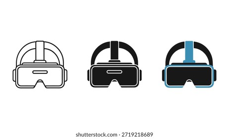 Conjunto de iconos de auriculares de realidad virtual para juegos y entretenimiento