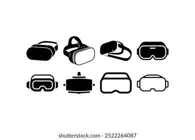Virtual-Reality-Headset-Symbole in verschiedenen Stilen. Vektorgrafik-Design.