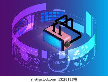 Virtual reality headset Isometric concept. 3D illustration and EPS10 Vector. Use for banner, website, template, leaflet, brochure, poster and other design. 