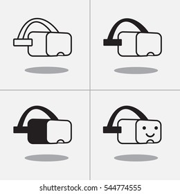 Virtual Reality Headset Line Cartoon icons Set