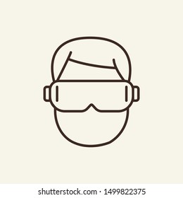 Virtual reality headset line icon. Device, player, gamer. Videogame concept. Can be used for topics like entertainment, simulation, innovation