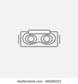 Virtual reality headset line icon for web, mobile and infographics. Vector dark grey icon isolated on light grey background. Virtual reality headset line icon for web, mobile and infographics. Vector dark grey icon isolated on light grey background.