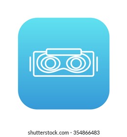 Virtual reality headset line icon for web, mobile and infographics. Vector white icon on the blue gradient square with rounded corners isolated on white background.