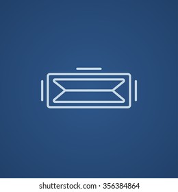 Virtual reality headset line icon for web, mobile and infographics. Vector light blue icon isolated on blue background.