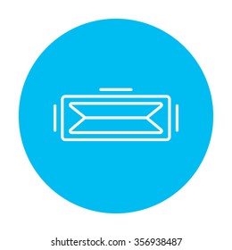 Virtual reality headset line icon for web, mobile and infographics. Vector white icon on the light blue circle isolated on white background.