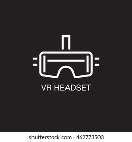 virtual reality headset line icon, outline vector logo illustration, linear pictogram isolated on black