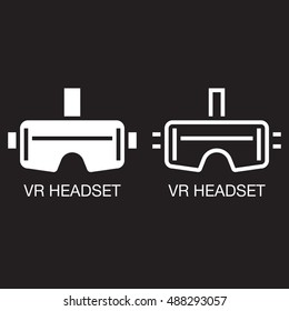 virtual reality headset line icon, outline and solid vector sign, linear and full pictogram isolated on black, logo illustration