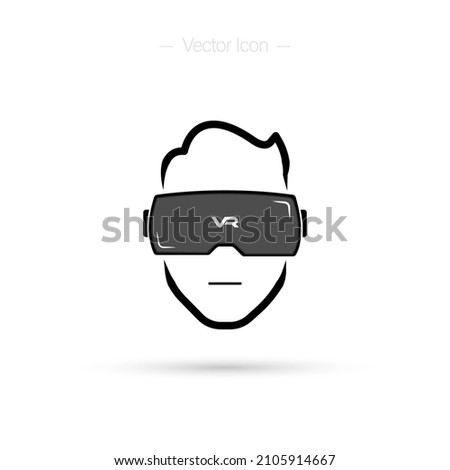 Virtual Reality Headset, Man. VR icon. Vector isolated on white background.
