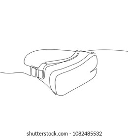 Virtual reality headset - one line design style illustration isolated on white background. Vr glasses. Inspiration concept. High quality image for your presentation