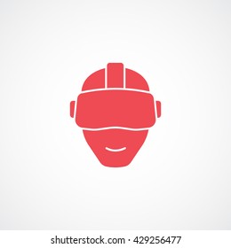 Virtual Reality Headset Red Icon On White Background