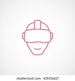 Virtual Reality Headset Red Icon On White Background
