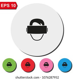 Virtual reality headset round colorful vector icon. Simple flat illustration.