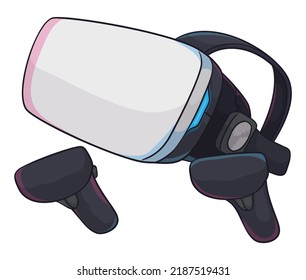 Virtual reality headset, with two controllers ready to enjoy a digital adventure.