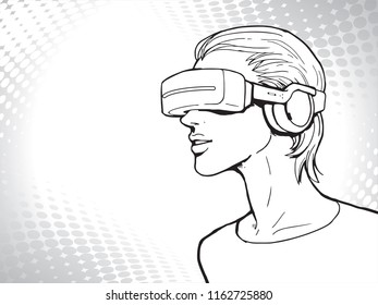 virtual reality headset in use illustration vector