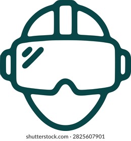 Virtual reality headset user icon, vr goggles, immersive gaming, future technology, entertainment, digital world.