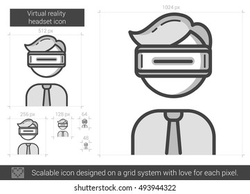 Virtual reality headset vector line icon isolated on white background. Virtual reality headset line icon for infographic, website or app. Scalable icon designed on a grid system.