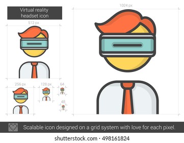 Virtual reality headset vector line icon isolated on white background. Virtual reality headset line icon for infographic, website or app. Scalable icon designed on a grid system.