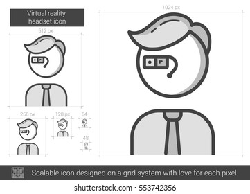 Virtual reality headset vector line icon isolated on white background. Virtual reality headset line icon for infographic, website or app. Scalable icon designed on a grid system.