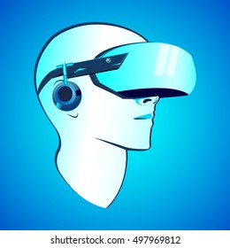Virtual reality headset vector modern illustration, VR goggles