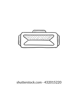 Virtual reality headset vector sketch icon isolated on background. Hand drawn Virtual reality headset icon. Virtual reality headset sketch icon for infographic, website or app.
