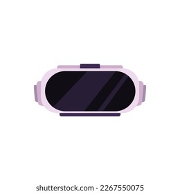 Virtual reality headset for video games, flat vector illustration isolated on white background. Front view of VR glasses or goggles. Concepts of modern technologies, augmented reality and gaming.