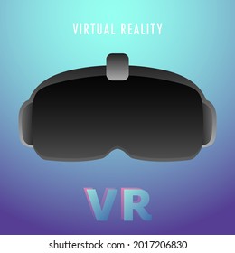 Virtual reality headset (VR) flat design with neon lines , Digital effect technology , illustration Vector EPS 10
