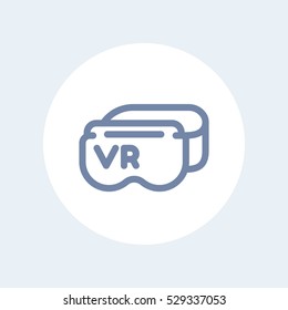 Virtual Reality Headset, VR Glasses Line Icon Isolated On White