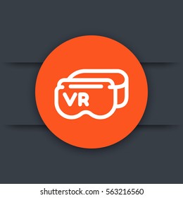 virtual reality headset, VR glasses round line icon