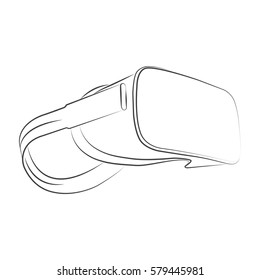 virtual reality headset, VR glasses line icon isolated on white