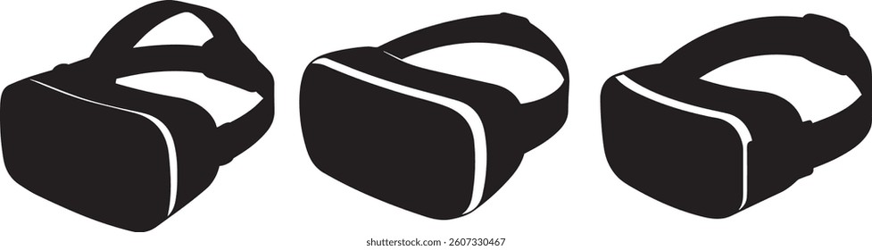 Virtual reality headsets, black vr goggles, 3D graphics