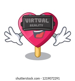 Virtual reality heart shaped ice cream the cartoon