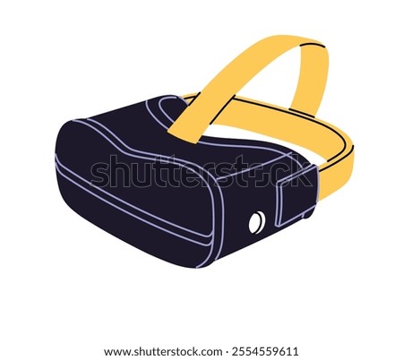 Virtual reality helmet icon. AR glasses, VR goggles for interaction in simulation. Modern device for gamers to play video games in cyberspace. Flat isolated vector illustration on white background