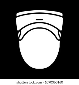 Virtual reality helmet icon. Silhouette Virtual reality helmet vector icon for web design isolated on black background