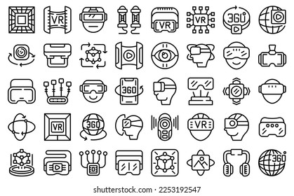 Virtual reality helmet icons set outline vector. Game vr. Virtual reality