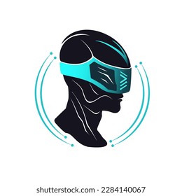 Diseño del logo del casco de realidad virtual. Ilustración del vector