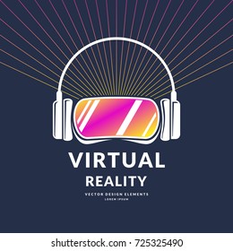 Virtual Reality Helmet. New technologies for games. Modern entertainment complex. Vector illustration.