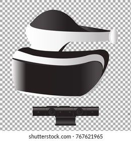 Virtual reality helmet on transparent background. -stock vector