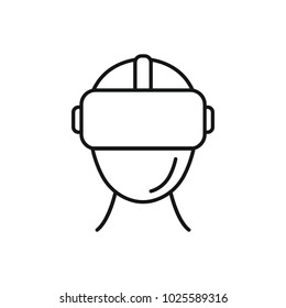 Virtual reality helmet outline icon. Headset virtual reality vector illustration on white background. Element for Virtual reality design and web