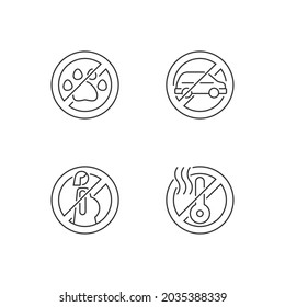 Virtual-Reality-Helm-Einschränkung linearen manuellen Label-Symbole gesetzt. Anpassbare Dünnlinienkontursymbole. Isolierte Vektorgrafik-Rahmenillustrationen für Gebrauchsanweisungen. Bearbeitbarer Hub