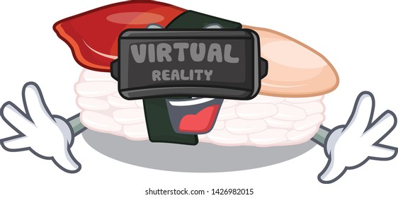 Virtual reality hokkigai sushi in the mascot shape
