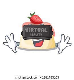 Virtual reality homemade strawberry pudding on character board